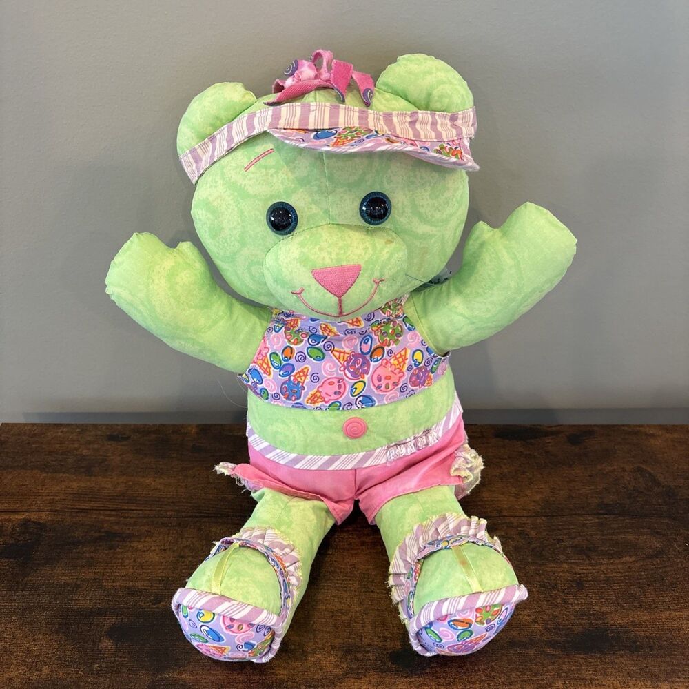 Green Doodle Bear 16" Plush 2004 Teddy Visor Jelly Beans Ice Cream